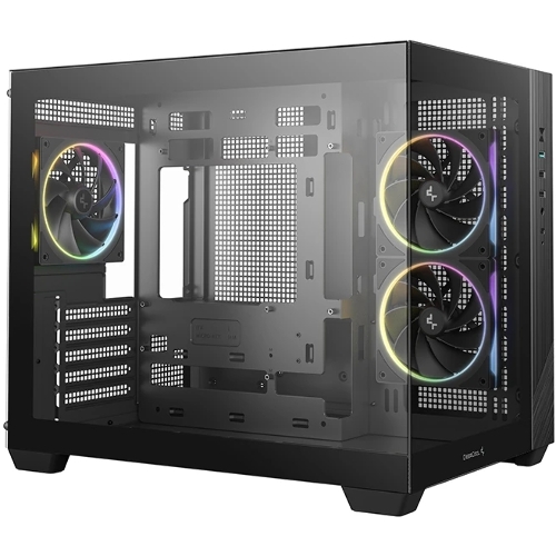 Компьютерный корпус Deepcool CG330 3F без БП, боковое окно (панорама), 3x120мм ARGB PWM вентилятора, черный, mATX