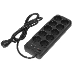 Сетевой фильтр Powercom SP-10 USB2A1СB 1.8 м 1.8м (10 розеток) черный, коробка
