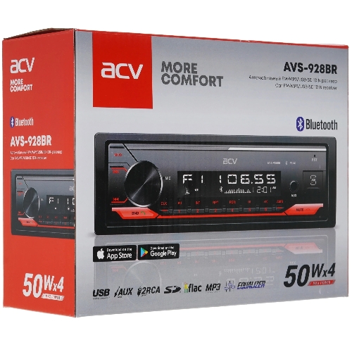 Автомагнитола ACV AVS-928BR, 1 DIN, Bluetooth, USB Type-A, AUX