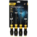 Набор отверток Deli DL630004N 4шт SL5x100 + SL6x150 + PH1x100 + PH2x150 сталь Cr-V, двухкомпонентная прорезиненная рукоять