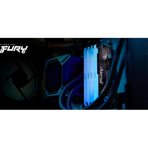 Оперативная память Kingston Fury Beast, DDR4, 32GB (2x16GB), 3600MHz, CL18, DIMM, с радиатором, RGB, черный