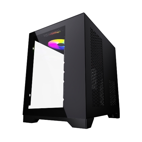 Компьютерный корпус Powercase Vision Micro, Black, Tempered Glass, 4х 120мм 5-color fan, черный, mATX (CVBM-L4)