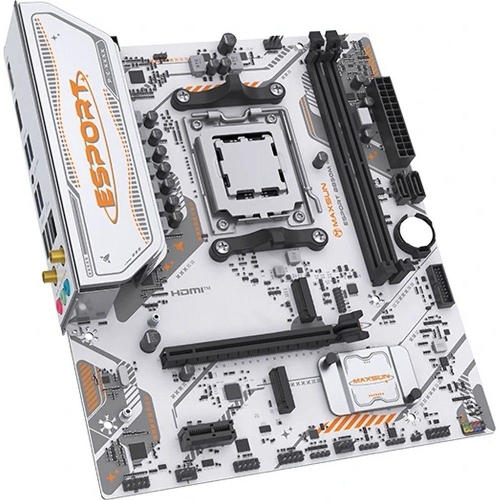Материнская плата Maxsun MS-eSport B850M WIFI ICE, AM5, AMD B850, 2xDDR5, 2xSATA, 2xM.2, 1xPCIe 5.0 x16, 1xPCIe 3.0 x1, 1xHDMI 1.4, 1xDP, 1xRJ45, Wi-Fi 6, Bluetooth 5.2, 4xUSB-A 5Gbps, 2xUSB-A 2.0, 3x3.5 мм, 7.1, mATX