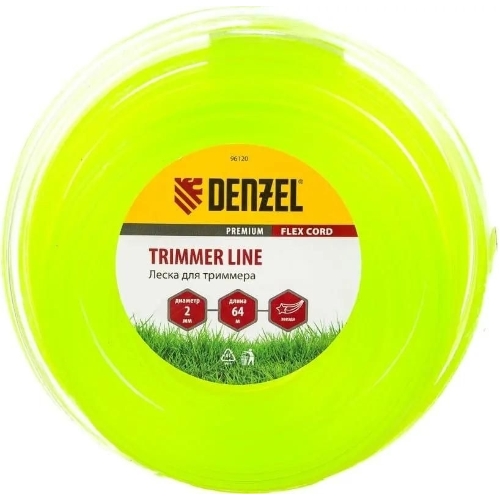 Леска для триммера Denzel звезда 2 мм х 64 м, блистер FLEX CORD 96120