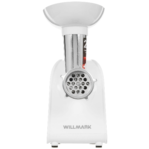 Мясорубка электрическая Willmark WMG-2043JW белый, 2000 Вт, 2.4 кг/мин, реверс, защита от перегрузки, насадки - 5