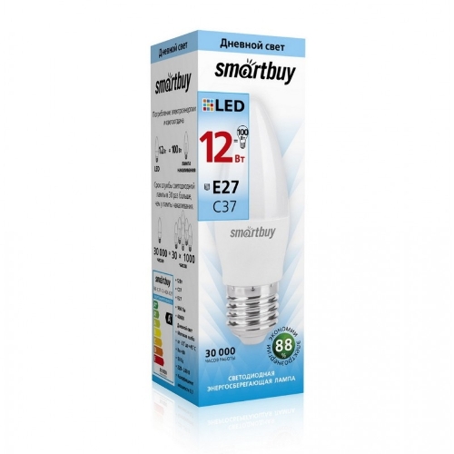 Светодиодная (LED) лампа Smartbuy-C37-12W/4000/E27