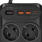 Сетевой фильтр Powercom SP-10 USB2A1СB 1.8 м 1.8м (10 розеток) черный, коробка