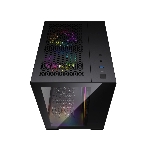Компьютерный корпус Powercase Vision Micro, Black, Tempered Glass, 4х 120мм 5-color fan, черный, mATX (CVBM-L4)