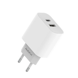 Сетевое зарядное устройство Maxvi CHL-602PD 30W, 6A, QC 3.0, 1xUSB-A, 1xUSB-C, белый