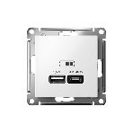Розетка USB AtlasDesign тип A+C 45Вт QC PD высокоскор. ЗУ механизм бел. SE ATN000129