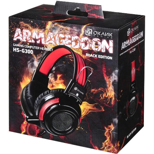 Проводные наушники Oklick HS-G300 черный/красный, полноразмерные, Jack 3.5 мм