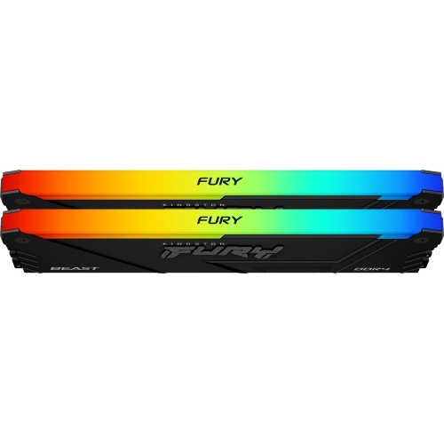 Оперативная память Kingston Fury Beast, DDR4, 32GB (2x16GB), 3600MHz, CL18, DIMM, с радиатором, RGB, черный