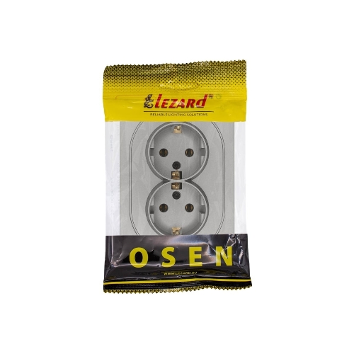 Розетка 2-м LEZARD СП OSEN с заземл. ПБТ, механизм, серый матовый 743-7400-127B
