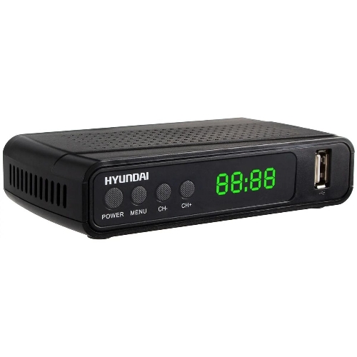 Приставка для цифрового ТВ Hyundai H-DVB520 черный, DVB-T2, DVB-T, DVB-C, HDMI, USB 2.0 х2