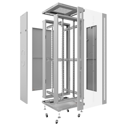 Шкаф телекоммуникационный напольный Cabeus SH-05C-12U60/80 серый, IP20, 12U, 730х600х800 мм (ВхШхГ), дверь: стекло, разборный