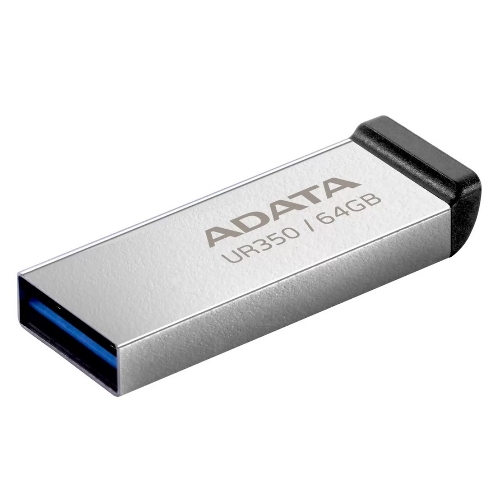 Флешка USB ADATA UR350 (UR350-64G-RSR/BK), 64Gb, USB 3.2, R/W 100/15, серебристый/черный