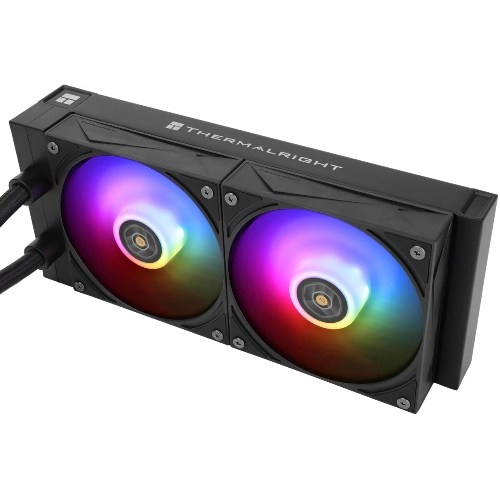 Водяное охлаждение для процессора Thermalright Grand Vision 240 (240mm, LED, Black, ARGB/Fans: 2x120mm, 80.45CFM, 29.4dBA, 2150RPM/Pump height 72.5mm, 6400RPM, Rad thickness 27mm/S: 1700, 1200, 1851, 115X, 2011, 2066, AM5, AM4)