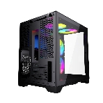 Компьютерный корпус Powercase Vision Micro, Black, Tempered Glass, 4х 120мм 5-color fan, черный, mATX (CVBM-L4)
