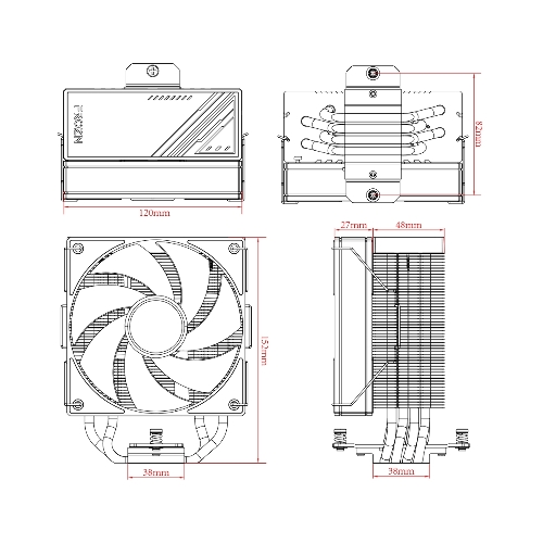 Кулер ID-Cooling FROZN A410 ARGb черный 120мм алюминий/медь 2000rpm 30db 4-pin 220W 152мм