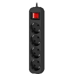 Удлинитель Defender G450 черный, 5 м, EURO, 4 розетки, 2200 Вт