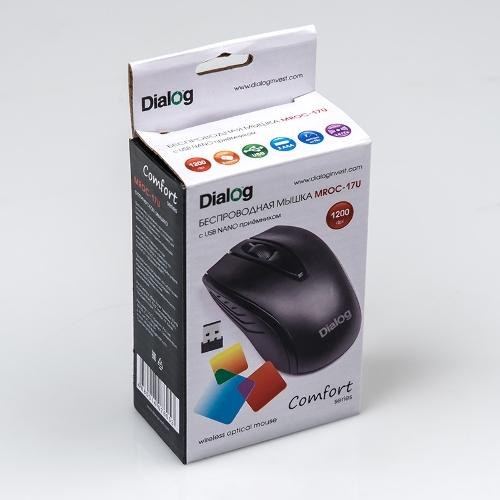 Мышь беспроводная Dialog Comfort MROC-17U черный, 1200 dpi, радиоканал, USB, кнопки - 3