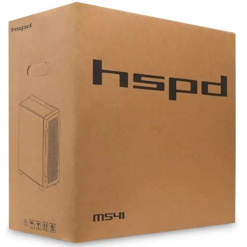 Компьютерный корпус без блока питания Case HSPD M541, Mesh Mid Tower, черный, TG, 0.7 SPCC, no fans, ATX, mATX, mITX, 170/405/210мм, 2x2.5