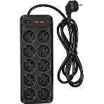 Сетевой фильтр Powercom SP-10 USB2A1СB 1.8 м 1.8м (10 розеток) черный, коробка
