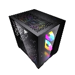 Компьютерный корпус Powercase Vision Micro, Black, Tempered Glass, 4х 120мм 5-color fan, черный, mATX (CVBM-L4)