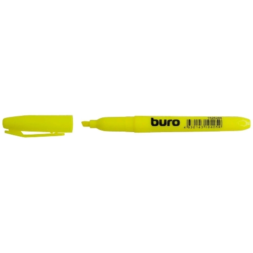 Текстовыделитель Buro Base, скошенный пишущий наконечник, 1-4мм, желтый, коробка