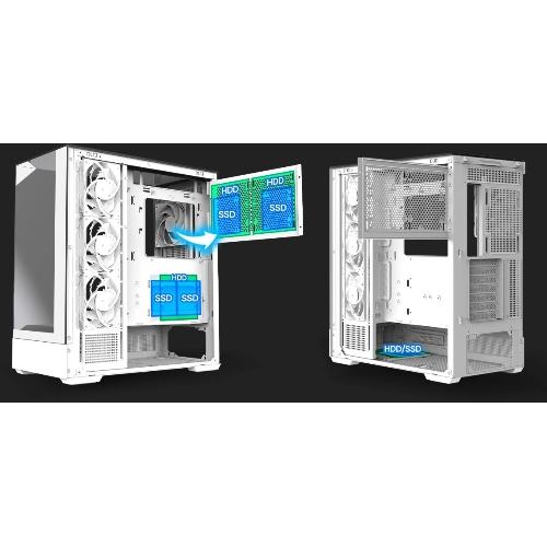 Компьютерный корпус ZALMAN P40 Prism Plus, ATX, белый, WINDOW, 3xCombo (3.5'' or 2.5