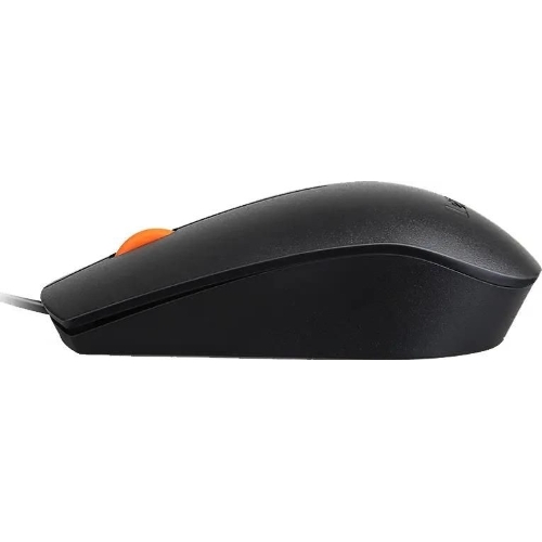 Мышь проводная Lenovo 300 черный, 1600 dpi, USB, кнопки - 3