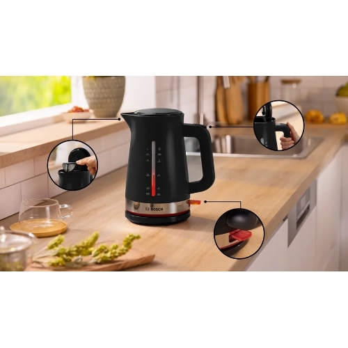 Чайник электрический Bosch TWK4M223 1.7 л, черный корпус: пластик