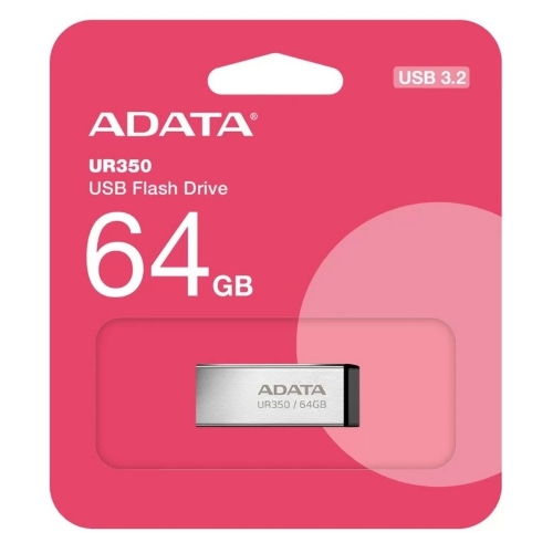 Флешка USB ADATA UR350 (UR350-128G-RSR/BK), 128Gb, USB 3.2, R/W 100/15, серебристый/черный