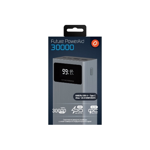 Портативный аккумулятор QUMO Future PowerAid 30000mAh темно-серый FPA-30C-S1
