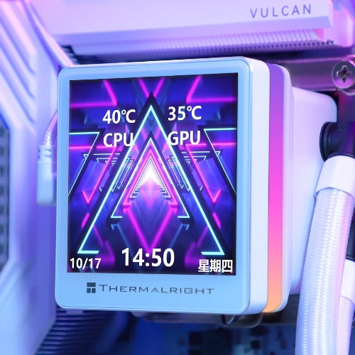 Водяное охлаждение для процессора Thermalright Grand Vision 240 (240mm, LED, White, ARGB/Fans: 2x120mm, 80.45CFM, 29.4dBA, 2150RPM/Pump height 72.5mm, 6400RPM, Rad thickness 27mm/S: 1700, 1200, 1851, 115X, 2011, 2066, AM5, AM4)