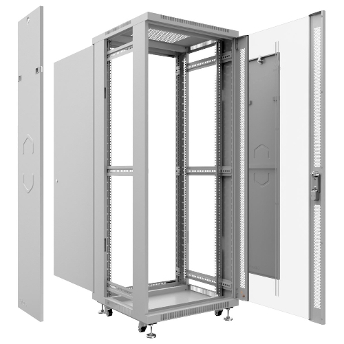 Шкаф телекоммуникационный напольный Cabeus SH-05C-12U60/80 серый, IP20, 12U, 730х600х800 мм (ВхШхГ), дверь: стекло, разборный
