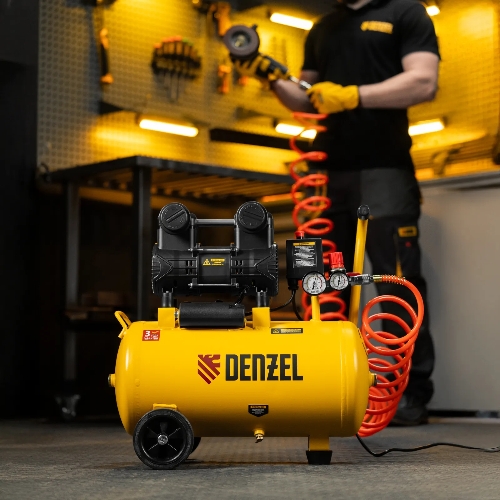 Компрессор безмасл. малошумный Denzel DLP-950/24, 950 Вт, 24 л, 2850 об/мин, 170 л/мин