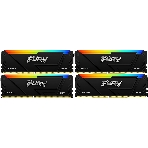 Оперативная память Kingston Fury Beast, DDR4, 64Gb (4x16Gb), 3200MHz, CL16, DIMM, с радиатором, RGB, черный