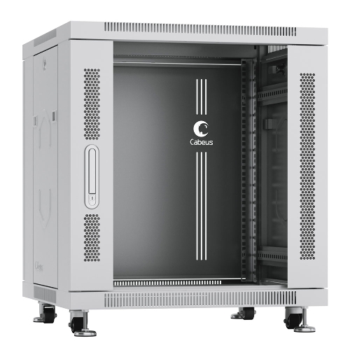 Шкаф телекоммуникационный напольный Cabeus SH-05C-12U60/80 серый, IP20, 12U, 730х600х800 мм (ВхШхГ), дверь: стекло, разборный