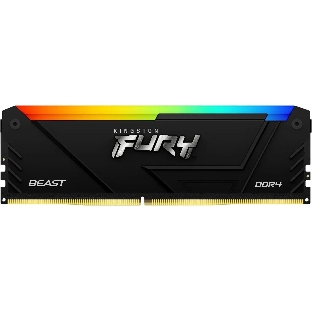 Оперативная память Kingston Fury Beast, DDR4, 8GB (1x8GB), 3200MHz, CL16, DIMM, с радиатором, RGB, черный