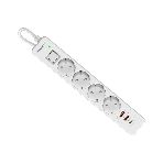 Удлинитель с сетевым фильтром Defender DFS 143, белый, 4розетки, USB+TypeC, 3 м.