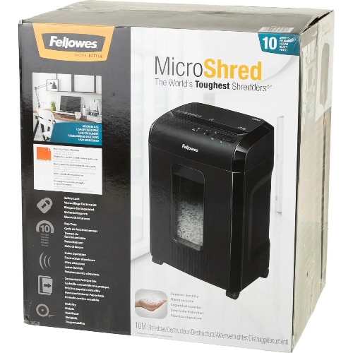Шредер Fellowes Powershred 10M FS-4630601 DIN P-5, 2х15мм, 10лст., 19лтр., Safety Lock, с микрорезкой