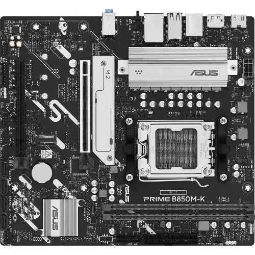Материнская плата ASUS PRIME B850M-K, AM5, AMD B850, 2xDDR5, 4xSATA, 2xM.2, 1xPCIe 5.0 x16, 1xPCIe 4.0 x8, 1xDP (v1.4), 1xHDMI (v2.1), 1x2.5Gb LAN, 2xUSB-A 10Gbps, 2xUSB-A 5Gbps, 4xUSB-A 2.0, 3x3.5 мм, 7.1, mATX