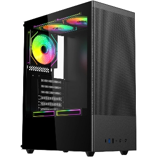 Компьютерный корпус ACD Citadel 108B ATX, Type-C + 2XUSB ports + HD audio combo, Mesh, TG, черный.